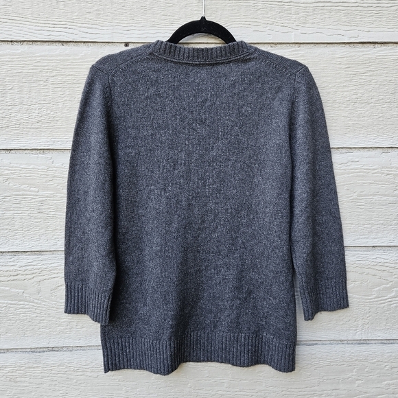 Juicy Couture gray cashmere merino wool blend 3/4 sleeve sweater JC monogram XL - Picture 2 of 4